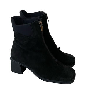 AQUATALIA Waterproof Womens 7 Black Top Zipper Square Toe Boots
